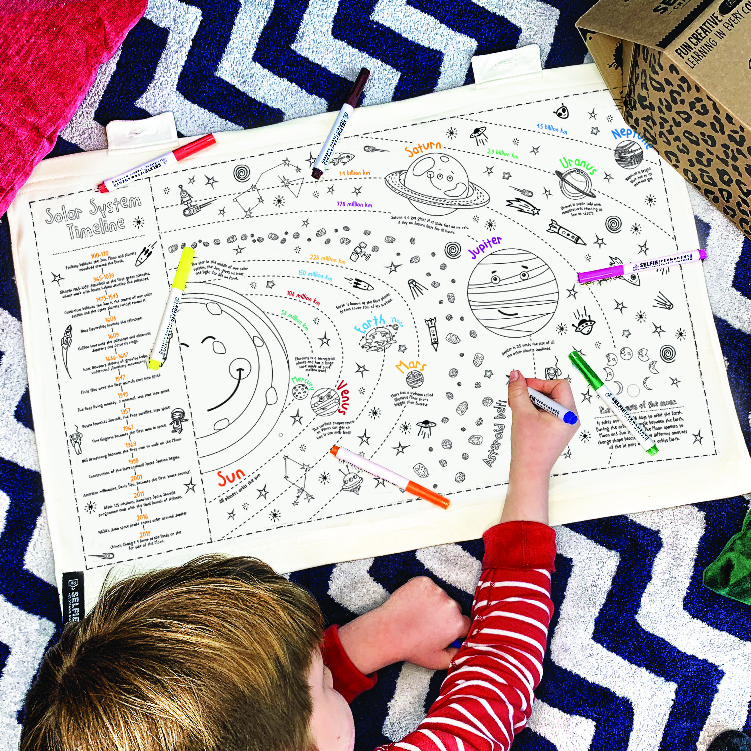 Personalised Colour Your Own Solar System Fabric Wall Art